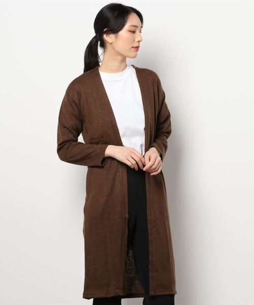 KOBE LETTUCE（コウベレタス）の「ポケット付シンプル薄手ニットソーロングカーディガン（カーディガン/ボレロ・レディース・グレー/チャコールグレー/ダークオレンジ/ブラック/カーキ/モカ/ベージュ/ネイビー/ブルーグリーン/ブラウン/ボルドー/キャメル/グリーン系その他2/パープル系その他2/ブルー系その他/ベージュ系その他2/ホワイト系その他2/ベージュ系その他/ブラウン系その他/グレー系その他/グリーン系その他/パープル系その他/レッド系その他/ホワイト系その他/ブラック系その他/ブラウン系その他2/ブラウン系その他3/ベージュ系その他3/ブルー系その他2/ブルー系その他3/ブルー系その他4/ブルー系その他5/イエロー系その他2/レッド系その他2/ブラウン系その他4/ブラウン系その他5/ブラウン系その他6/ブラック系その他2/イエロー系その他/グレー系その他2/ベージュ系その他4/マスタード/ブラウン系その他7/オフホワイト/ピンク/ピンク系その他/ホワイト系その他3/グリーン系/ブラウン系/グリーン・2/ONE SIZE/1/3）」の21枚目の写真