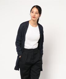 ポケット付シンプル薄手ニットソーロングカーディガン