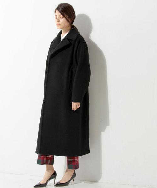 HYKE ハイク　ロング丈ピーコート　ブラック　黒　ロングコート 中古・古着通販】HYKE (ハイク) ボアロングコート ブラック