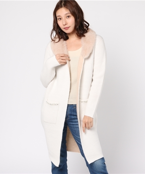 Misch Masch ミッシュマッシュ の ファー付きロングカーディガン カーディガン ボレロ Wear