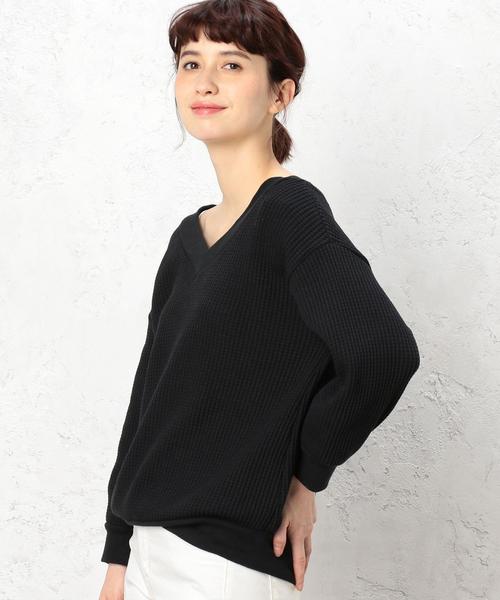 green label relaxing（グリーンレーベルリラクシング）の「CF BIGワッフル 2WAY PO カットソー ◆（Tシャツ/カットソー・レディース・オフホワイト/ブラック/グレー/レッド・FREE）」の3枚目の写真