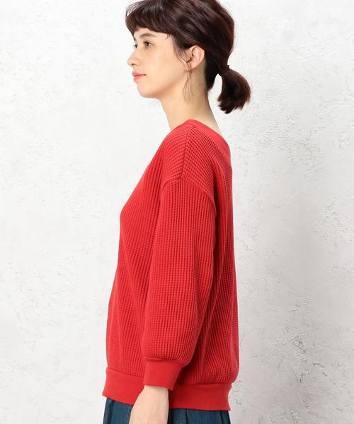 green label relaxing（グリーンレーベルリラクシング）の「CF BIGワッフル 2WAY PO カットソー ◆（Tシャツ/カットソー・レディース・オフホワイト/ブラック/グレー/レッド・FREE）」の13枚目の写真