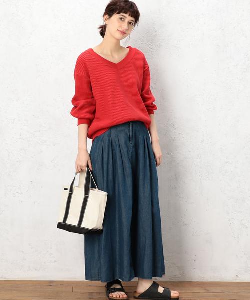 green label relaxing（グリーンレーベルリラクシング）の「CF BIGワッフル 2WAY PO カットソー ◆（Tシャツ/カットソー・レディース・オフホワイト/ブラック/グレー/レッド・FREE）」の14枚目の写真