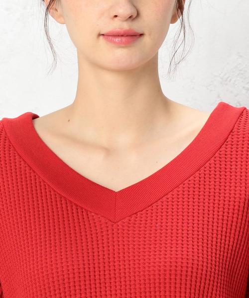 green label relaxing（グリーンレーベルリラクシング）の「CF BIGワッフル 2WAY PO カットソー ◆（Tシャツ/カットソー・レディース・オフホワイト/ブラック/グレー/レッド・FREE）」の15枚目の写真