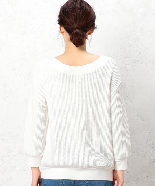 green label relaxing（グリーンレーベルリラクシング）の「CF BIGワッフル 2WAY PO カットソー ◆（Tシャツ/カットソー・レディース・オフホワイト/ブラック/グレー/レッド・FREE）」の7枚目の写真