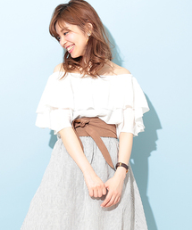 natural couture | 楊柳オフショルシフォンブラウス(シャツ/ブラウス)