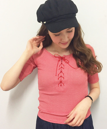 dazzlin | レースアップミニトップス(Tシャツ/カットソー)