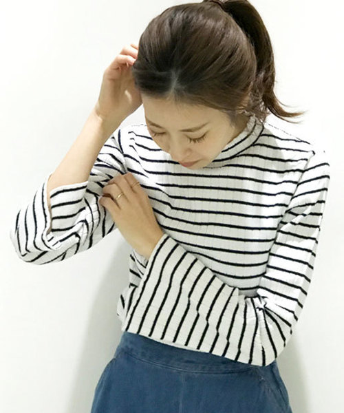 CIAOPANIC TYPY（チャオパニックティピー）の「ウォッシャブルリブボトルネック（ニット/セーター・レディース・ブラック/グレー/オフホワイト/サックスブルー/ピンク/イエロー/その他19・FREE）」の7枚目の写真