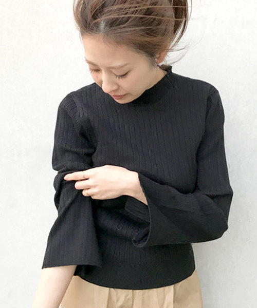 CIAOPANIC TYPY（チャオパニックティピー）の「ウォッシャブルリブボトルネック（ニット/セーター・レディース・ブラック/グレー/オフホワイト/サックスブルー/ピンク/イエロー/その他19・FREE）」の3枚目の写真