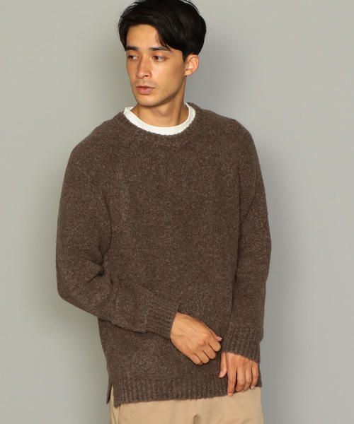 green label relaxing（グリーンレーベルリラクシング）の「SC WO/ALP ブークレ クルー ニット（ニット/セーター・メンズ・ダークグレー/ロイヤルブルー/ブラウン/ネイビー/ワインレッド/オレンジ系その他・M/S/L）」の3枚目の写真