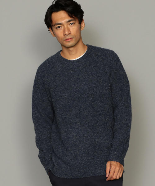 green label relaxing（グリーンレーベルリラクシング）の「SC WO/ALP ブークレ クルー ニット（ニット/セーター・メンズ・ダークグレー/ロイヤルブルー/ブラウン/ネイビー/ワインレッド/オレンジ系その他・M/S/L）」の4枚目の写真