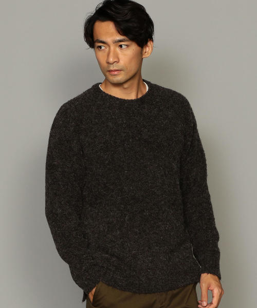 green label relaxing（グリーンレーベルリラクシング）の「SC WO/ALP ブークレ クルー ニット（ニット/セーター・メンズ・ダークグレー/ロイヤルブルー/ブラウン/ネイビー/ワインレッド/オレンジ系その他・M/S/L）」の2枚目の写真