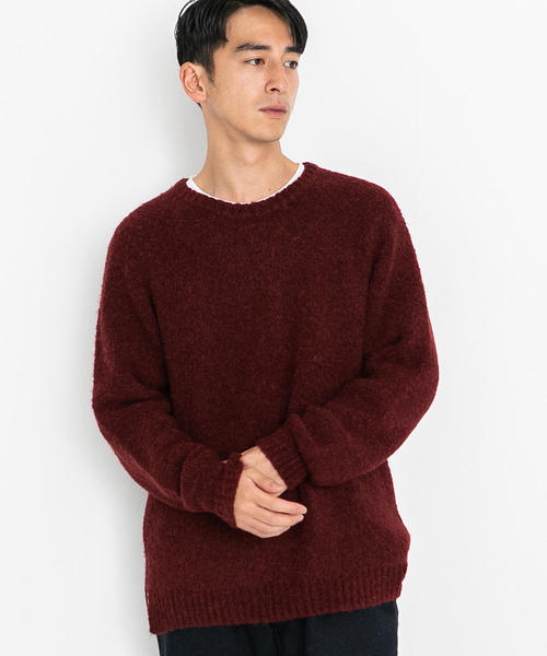 green label relaxing（グリーンレーベルリラクシング）の「SC WO/ALP ブークレ クルー ニット（ニット/セーター・メンズ・ダークグレー/ロイヤルブルー/ブラウン/ネイビー/ワインレッド/オレンジ系その他・M/S/L）」の5枚目の写真