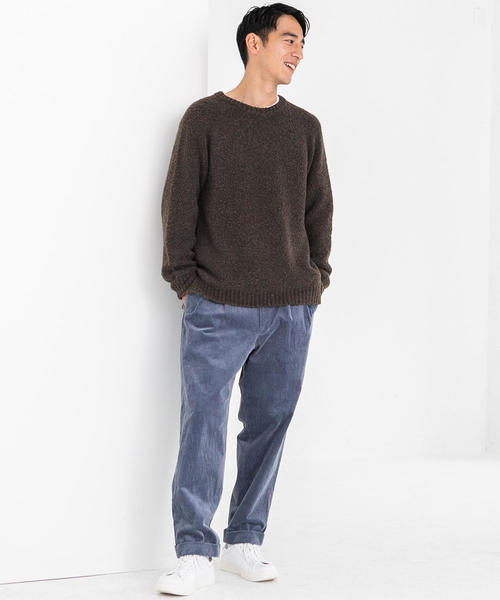 green label relaxing（グリーンレーベルリラクシング）の「SC WO/ALP ブークレ クルー ニット（ニット/セーター・メンズ・ダークグレー/ロイヤルブルー/ブラウン/ネイビー/ワインレッド/オレンジ系その他・M/S/L）」の7枚目の写真