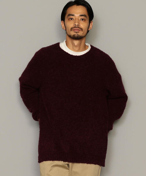 green label relaxing（グリーンレーベルリラクシング）の「SC WO/ALP ブークレ クルー ニット（ニット/セーター・メンズ・ダークグレー/ロイヤルブルー/ブラウン/ネイビー/ワインレッド/オレンジ系その他・M/S/L）」の17枚目の写真