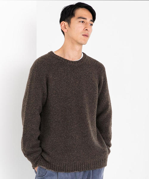 green label relaxing（グリーンレーベルリラクシング）の「SC WO/ALP ブークレ クルー ニット（ニット/セーター・メンズ・ダークグレー/ロイヤルブルー/ブラウン/ネイビー/ワインレッド/オレンジ系その他・M/S/L）」の18枚目の写真