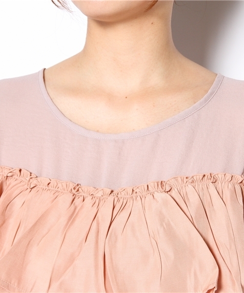 mystic（ミスティック）の「【web限定価格】半袖ギャザーフリルP/O（シャツ/ブラウス・レディース・ブラック/オフホワイト/ベージュ/ブルー/ピンク・ﾌﾘ-）」の9枚目の写真