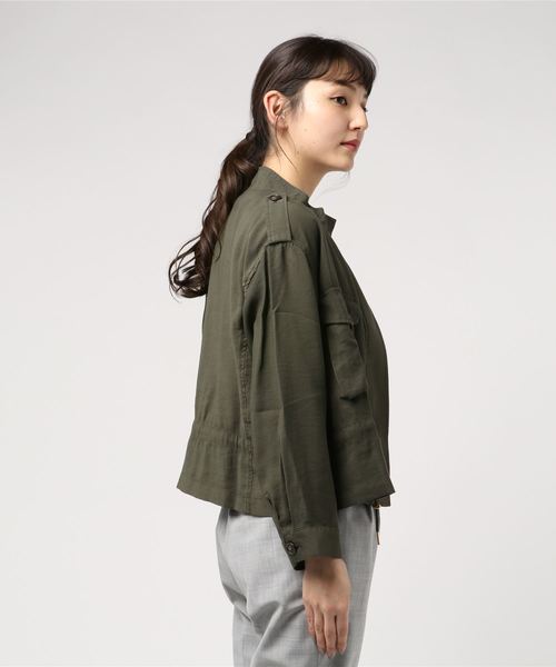 NANO universe（ナノユニバース）の「ショートサファリジャケット（ミリタリージャケット・レディース・ベージュ/カーキ・FREE）」の3枚目の写真