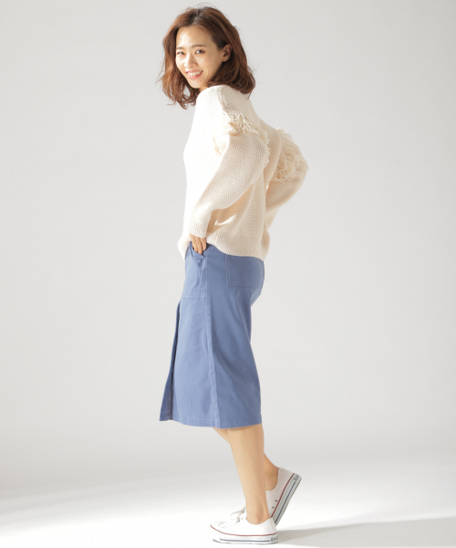 BAYFLOW（ベイフロー）の「フリンジツキニットプルオーバー（ニット/セーター・レディース・オフホワイト/グリーン/ラベンダー・SMALL/MEDIUM）」の4枚目の写真