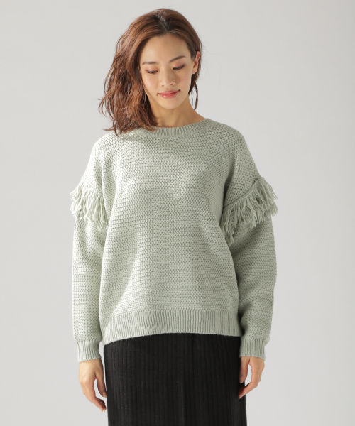 BAYFLOW（ベイフロー）の「フリンジツキニットプルオーバー（ニット/セーター・レディース・オフホワイト/グリーン/ラベンダー・SMALL/MEDIUM）」の9枚目の写真