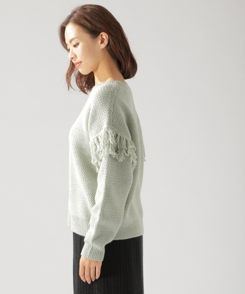 BAYFLOW（ベイフロー）の「フリンジツキニットプルオーバー（ニット/セーター・レディース・オフホワイト/グリーン/ラベンダー・SMALL/MEDIUM）」の10枚目の写真