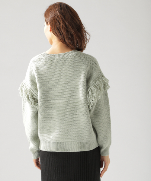 BAYFLOW（ベイフロー）の「フリンジツキニットプルオーバー（ニット/セーター・レディース・オフホワイト/グリーン/ラベンダー・SMALL/MEDIUM）」の11枚目の写真