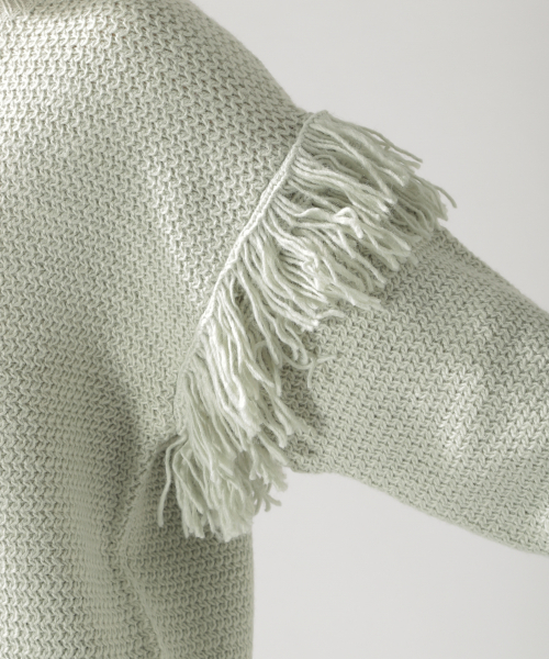 BAYFLOW（ベイフロー）の「フリンジツキニットプルオーバー（ニット/セーター・レディース・オフホワイト/グリーン/ラベンダー・SMALL/MEDIUM）」の13枚目の写真