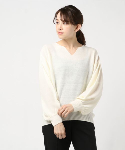 SpRay(スプレイ)の「【WEB限定】キーネックプルオーバー(ニット/セーター・レディース・ブラック/ベージュ/オフホワイト/カーキ/マスタード・FREE)」の15枚目の写真
