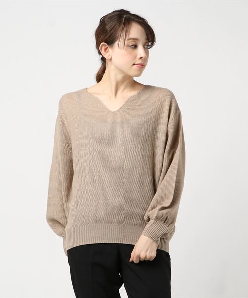 SpRay(スプレイ)の「【WEB限定】キーネックプルオーバー(ニット/セーター・レディース・ブラック/ベージュ/オフホワイト/カーキ/マスタード・FREE)」の13枚目の写真