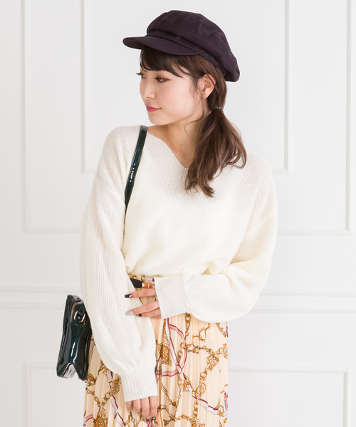 SpRay(スプレイ)の「【WEB限定】キーネックプルオーバー(ニット/セーター・レディース・ブラック/ベージュ/オフホワイト/カーキ/マスタード・FREE)」の10枚目の写真