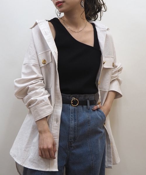 tiptop（ティップトップ）の「アシメリブタンクトップ（タンクトップ・レディース・ブラック/オフホワイト/ベージュ/グリーン/アイボリー・FREE）」の12枚目の写真