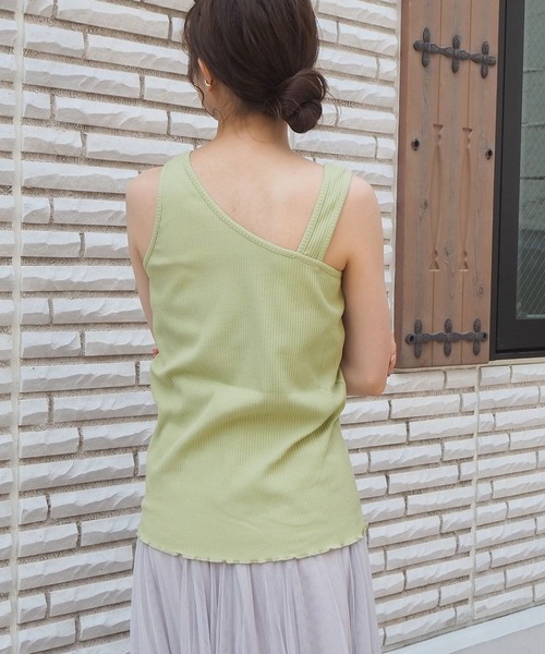 tiptop（ティップトップ）の「アシメリブタンクトップ（タンクトップ・レディース・ブラック/オフホワイト/ベージュ/グリーン/アイボリー・FREE）」の20枚目の写真