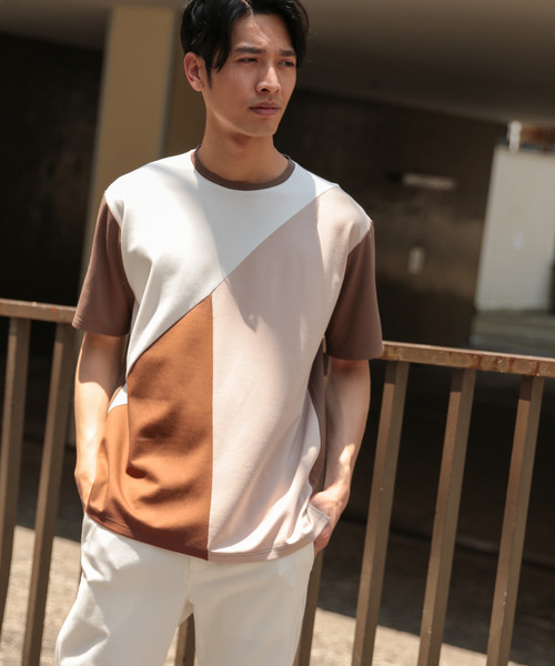 LAKOLE(ラコレ)の「ポンチ切替Tシャツ / LAKOLE(Tシャツ/カットソー・メンズ・ホワイト/ブラック/ネイビー/ベージュ・MEDIUM/LARGE)」の4枚目の写真