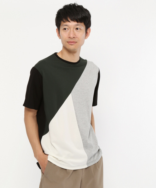 LAKOLE(ラコレ)の「ポンチ切替Tシャツ / LAKOLE(Tシャツ/カットソー・メンズ・ホワイト/ブラック/ネイビー/ベージュ・MEDIUM/LARGE)」の3枚目の写真