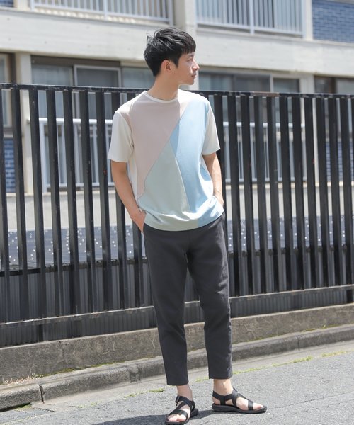 LAKOLE(ラコレ)の「ポンチ切替Tシャツ / LAKOLE(Tシャツ/カットソー・メンズ・ホワイト/ブラック/ネイビー/ベージュ・MEDIUM/LARGE)」の6枚目の写真