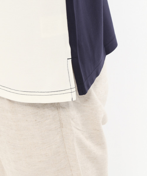 LAKOLE(ラコレ)の「ポンチ切替Tシャツ / LAKOLE(Tシャツ/カットソー・メンズ・ホワイト/ブラック/ネイビー/ベージュ・MEDIUM/LARGE)」の5枚目の写真
