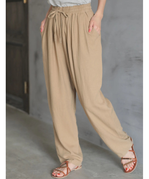 CRAFT STANDARD BOUTIQUE(クラフトスタンダードブティック)の「麻混 イージーワイドパンツ●☆(その他パンツ・レディース・ベージュ/ネイビー/カーキ・M/L)」の2枚目の写真
