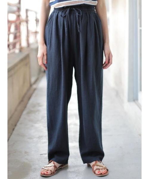 CRAFT STANDARD BOUTIQUE(クラフトスタンダードブティック)の「麻混 イージーワイドパンツ●☆(その他パンツ・レディース・ベージュ/ネイビー/カーキ・M/L)」の1枚目の写真