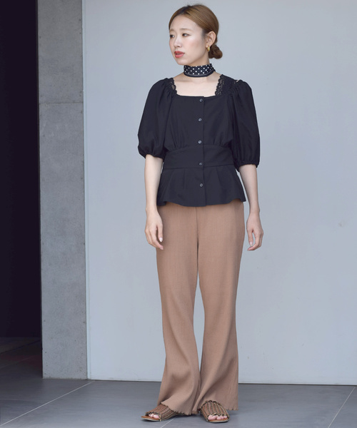 w closet（ダブルクローゼット）の「スカーフ付きスクエアネック前ボタン開きブラウス（シャツ/ブラウス・レディース・オフホワイト/ブラウン/ブラウン系その他/ブラック・FREE）」の10枚目の写真