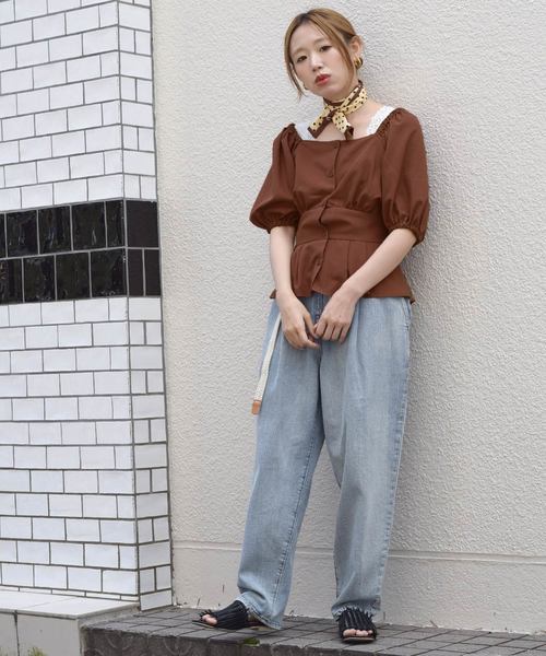 w closet（ダブルクローゼット）の「スカーフ付きスクエアネック前ボタン開きブラウス（シャツ/ブラウス・レディース・オフホワイト/ブラウン/ブラウン系その他/ブラック・FREE）」の15枚目の写真