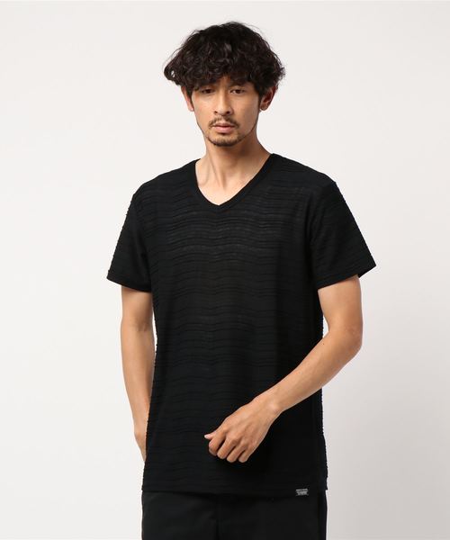 AZUL by moussy（アズールバイマウジー）の「ボーダータックVネックTシャツ BORDER TACK V/N T-SHIRT（Tシャツ/カットソー・メンズ・ホワイト/ブラック/ホワイト系その他・SMALL/X-LARGE/MEDIUM/LARGE/X-SMALL）」の14枚目の写真