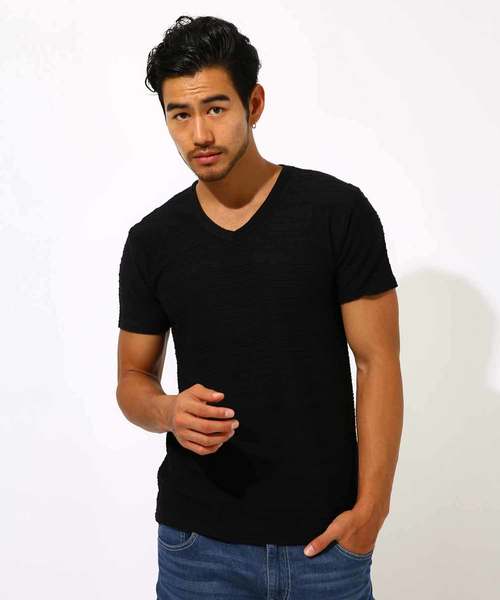 AZUL by moussy（アズールバイマウジー）の「ボーダータックVネックTシャツ BORDER TACK V/N T-SHIRT（Tシャツ/カットソー・メンズ・ホワイト/ブラック/ホワイト系その他・SMALL/X-LARGE/MEDIUM/LARGE/X-SMALL）」の9枚目の写真