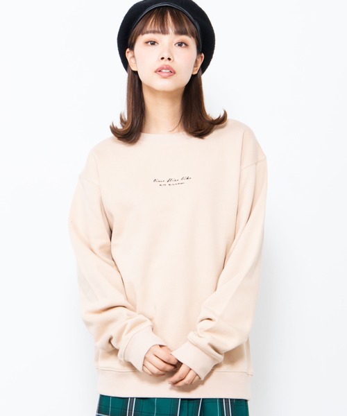 WEGO(ウィゴー)の「WEGO/シンプル刺繍プルオーバー(スウェット・メンズ・ベージュ/ホワイト/ベージュ系その他/ホワイト系その他/ライム・SMALL/MEDIUM/LARGE)」の5枚目の写真