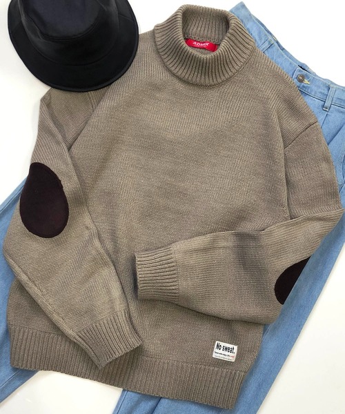 ADMIX/ATELIER SAB MEN(アドミックスアトリエサブメン)の「【No sweat. × ADMIX/ATELIER SAB MEN】オーバーサイズ モックネックセーター メランジ編み/エルボーパッチ(ニット/セーター・メンズ・アイボリー/グレイッシュベージュ/ライトグレー/アッシュブラウン/ブラック/ダークベージュ・48/50)」の6枚目の写真