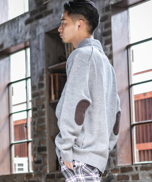 ADMIX/ATELIER SAB MEN(アドミックスアトリエサブメン)の「【No sweat. × ADMIX/ATELIER SAB MEN】オーバーサイズ モックネックセーター メランジ編み/エルボーパッチ(ニット/セーター・メンズ・アイボリー/グレイッシュベージュ/ライトグレー/アッシュブラウン/ブラック/ダークベージュ・48/50)」の21枚目の写真