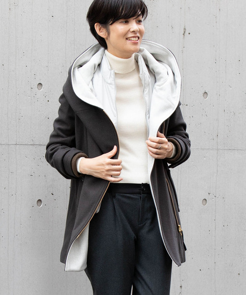 miniyu(ミニュウ)の「LaSRIC/配色ライナー付きアシメZIPコート(その他アウター)」 - WEAR