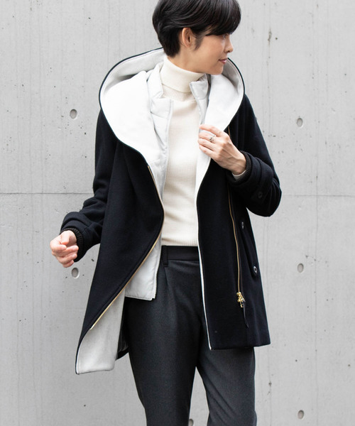 miniyu(ミニュウ)の「LaSRIC/配色ライナー付きアシメZIPコート(その他アウター)」 - WEAR