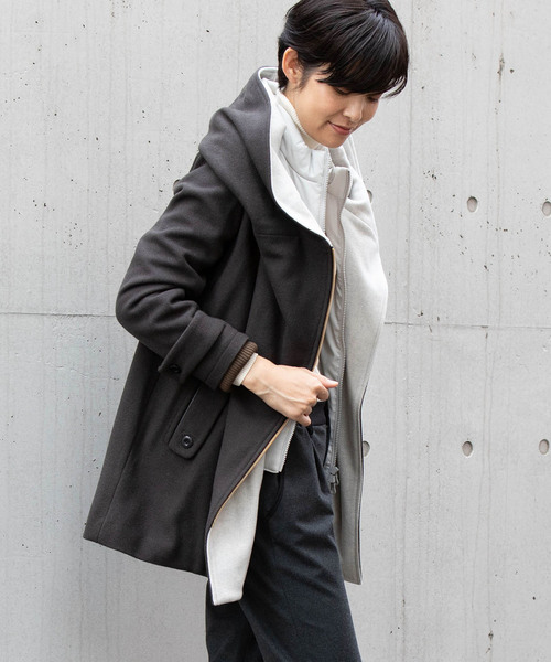 miniyu(ミニュウ)の「LaSRIC/配色ライナー付きアシメZIPコート(その他アウター)」 - WEAR