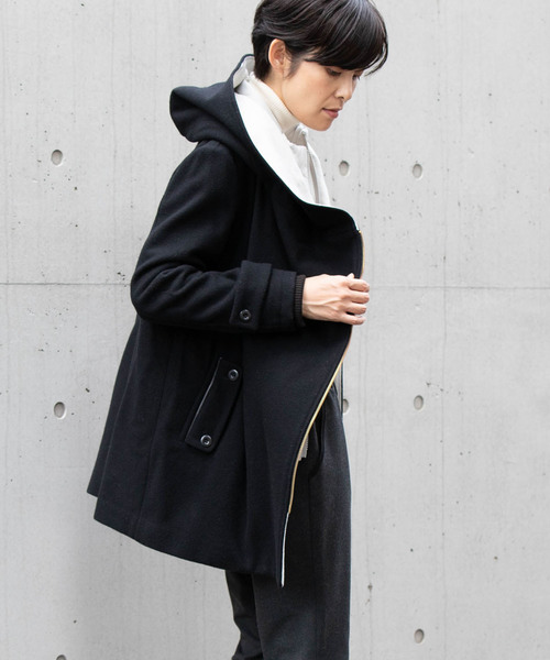 miniyu(ミニュウ)の「LaSRIC/配色ライナー付きアシメZIPコート(その他アウター)」 - WEAR