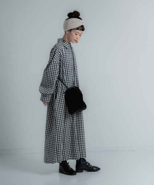 Libra Cue（リブラ キュー）の「Libra ギンガムチェックシャツワンピース（シャツワンピース・レディース・ブラック・FREE）」の4枚目の写真